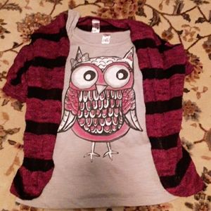 Girl's Owl tank top and shawl